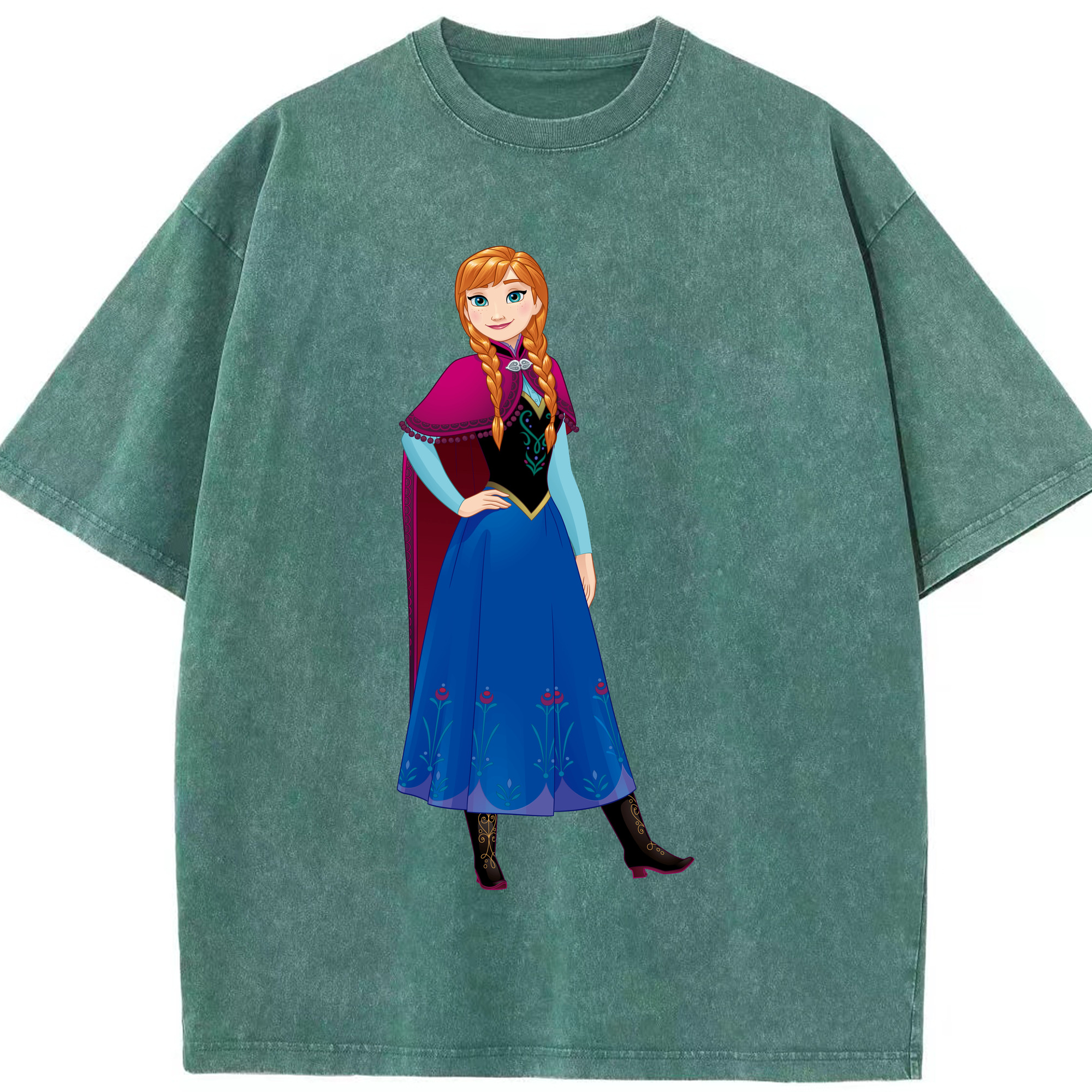 （画像用） アナと雪の女王 アンナ エルサ Frozen Anna Elsa 綿100% ヴィンテージ風 半袖Tシャツ（フロントプリント）